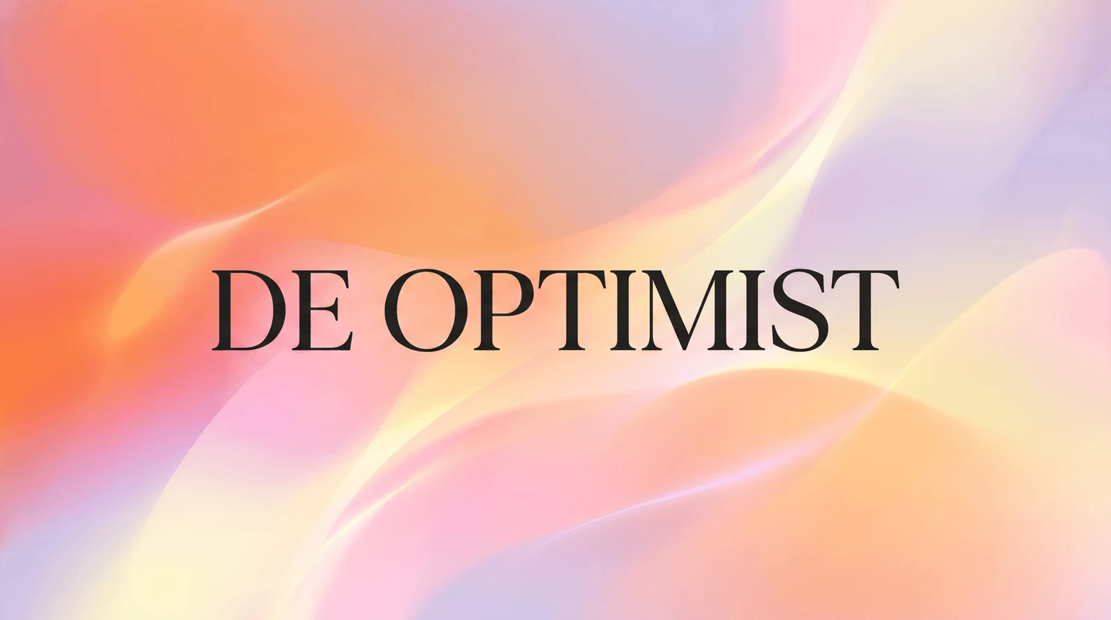 Title card for De Optimist, set over the project's gradient artwork.