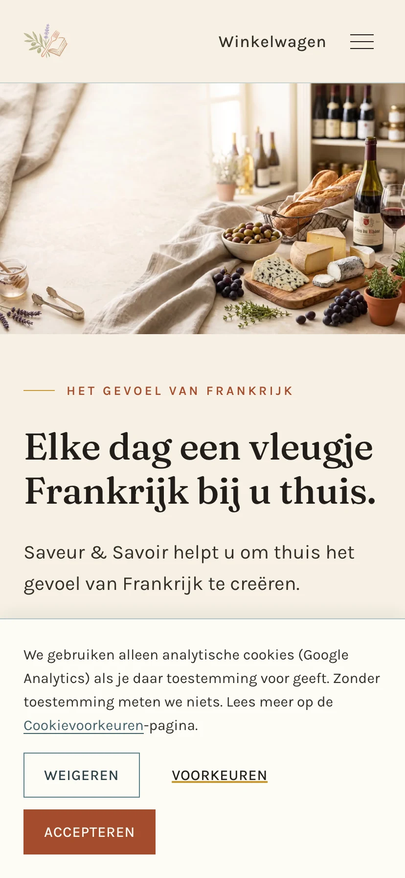 The homepage on a phone.