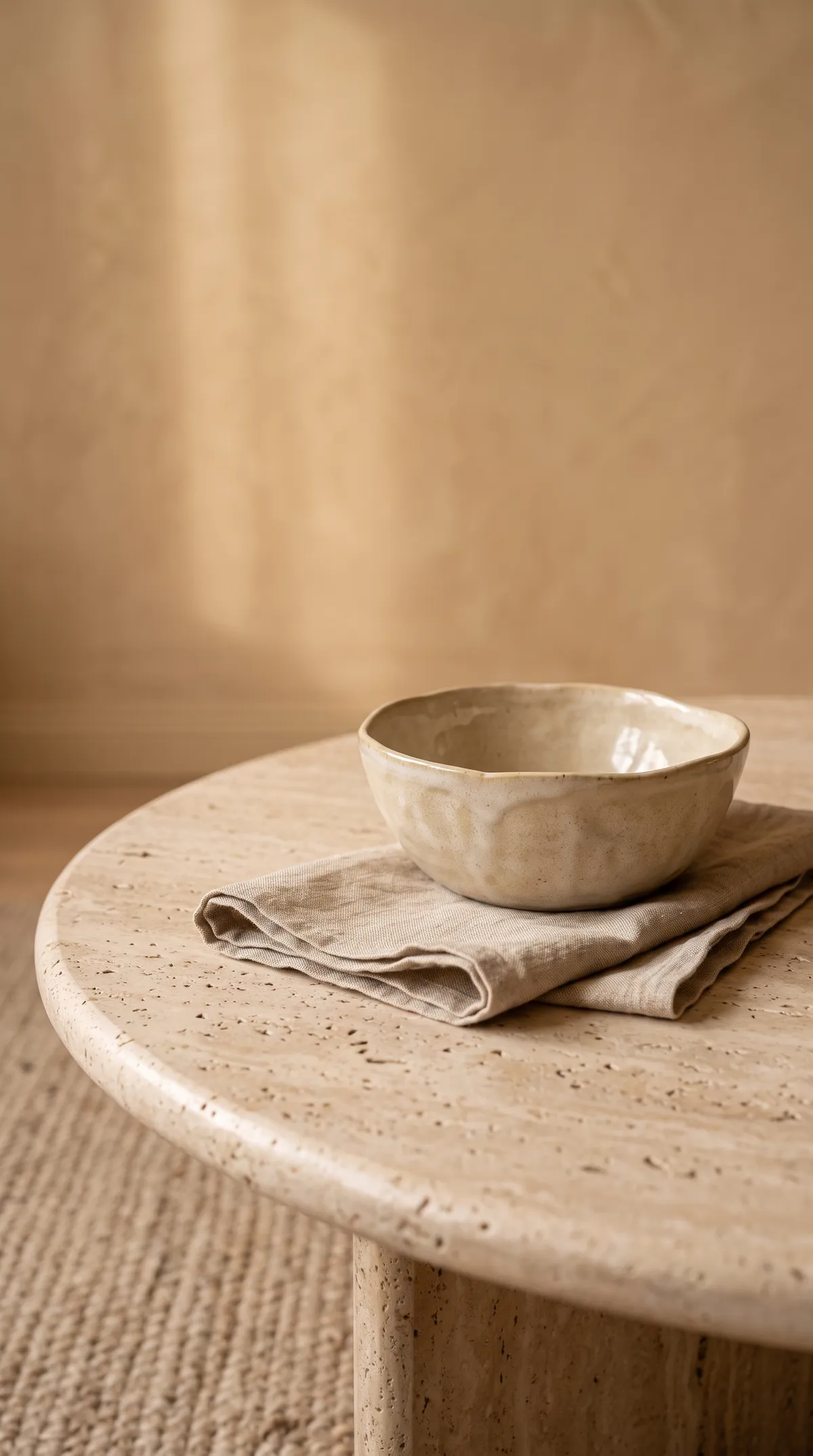 Japandi, travertine table