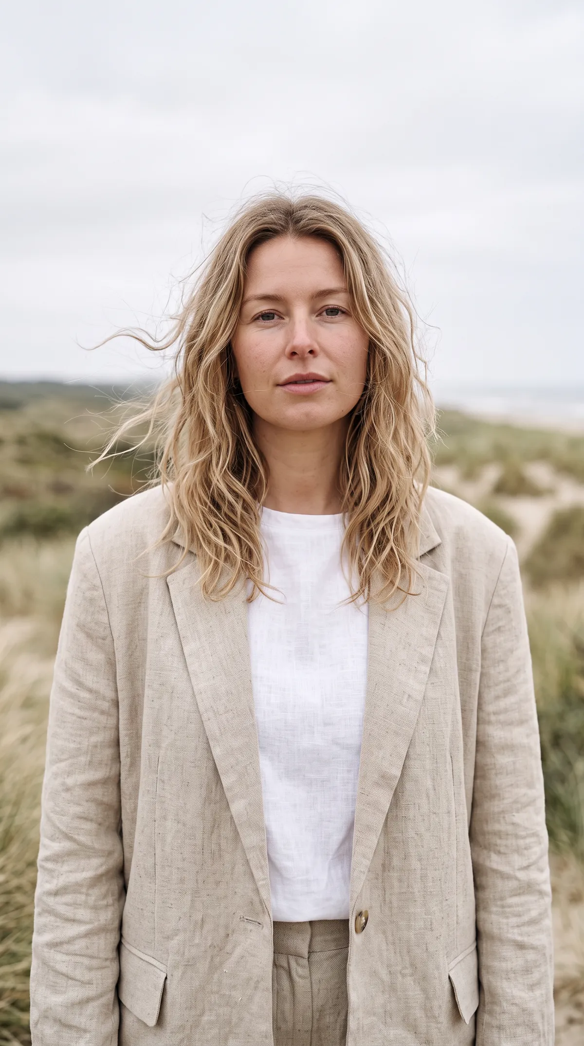 Linen blazer, close