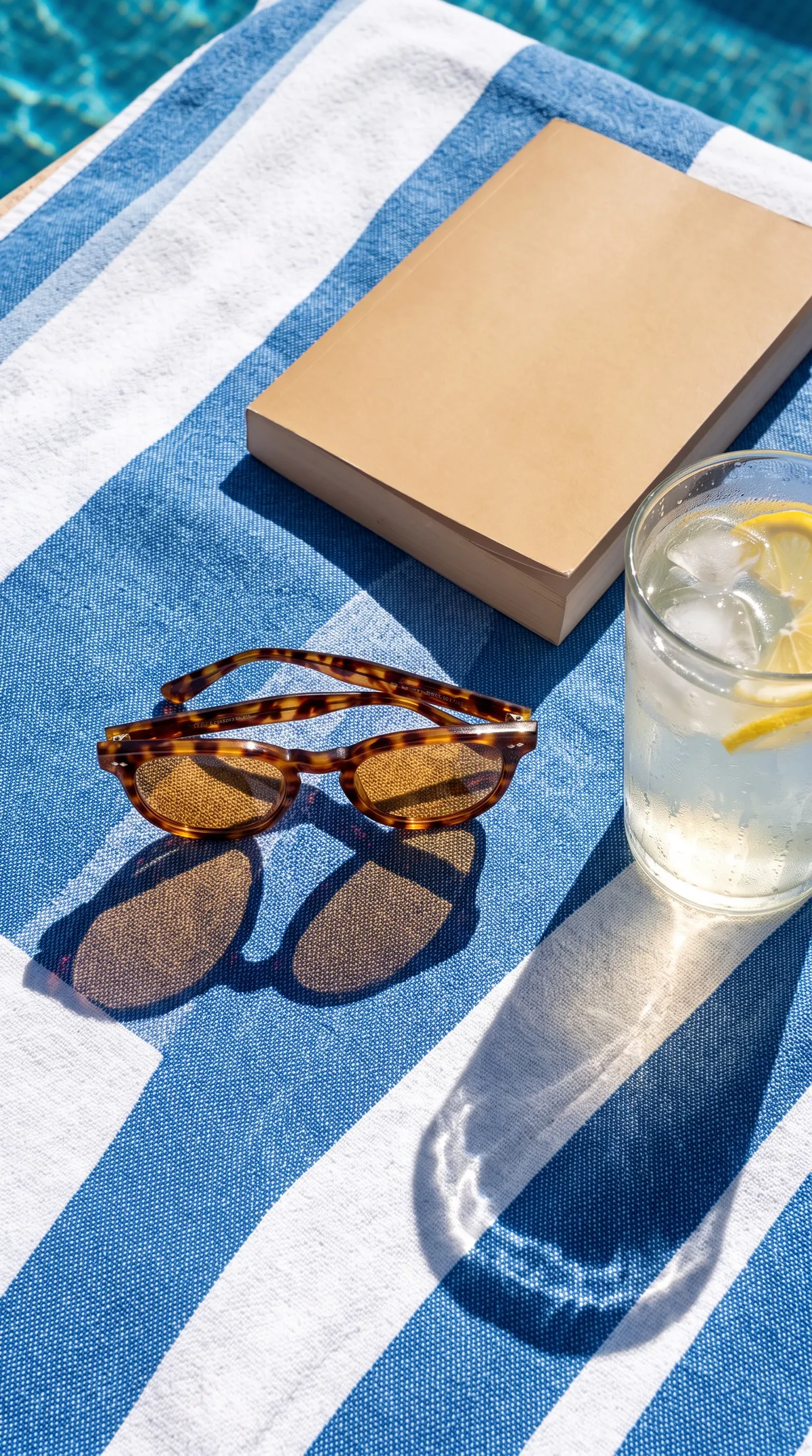 Towel, book, lemonade