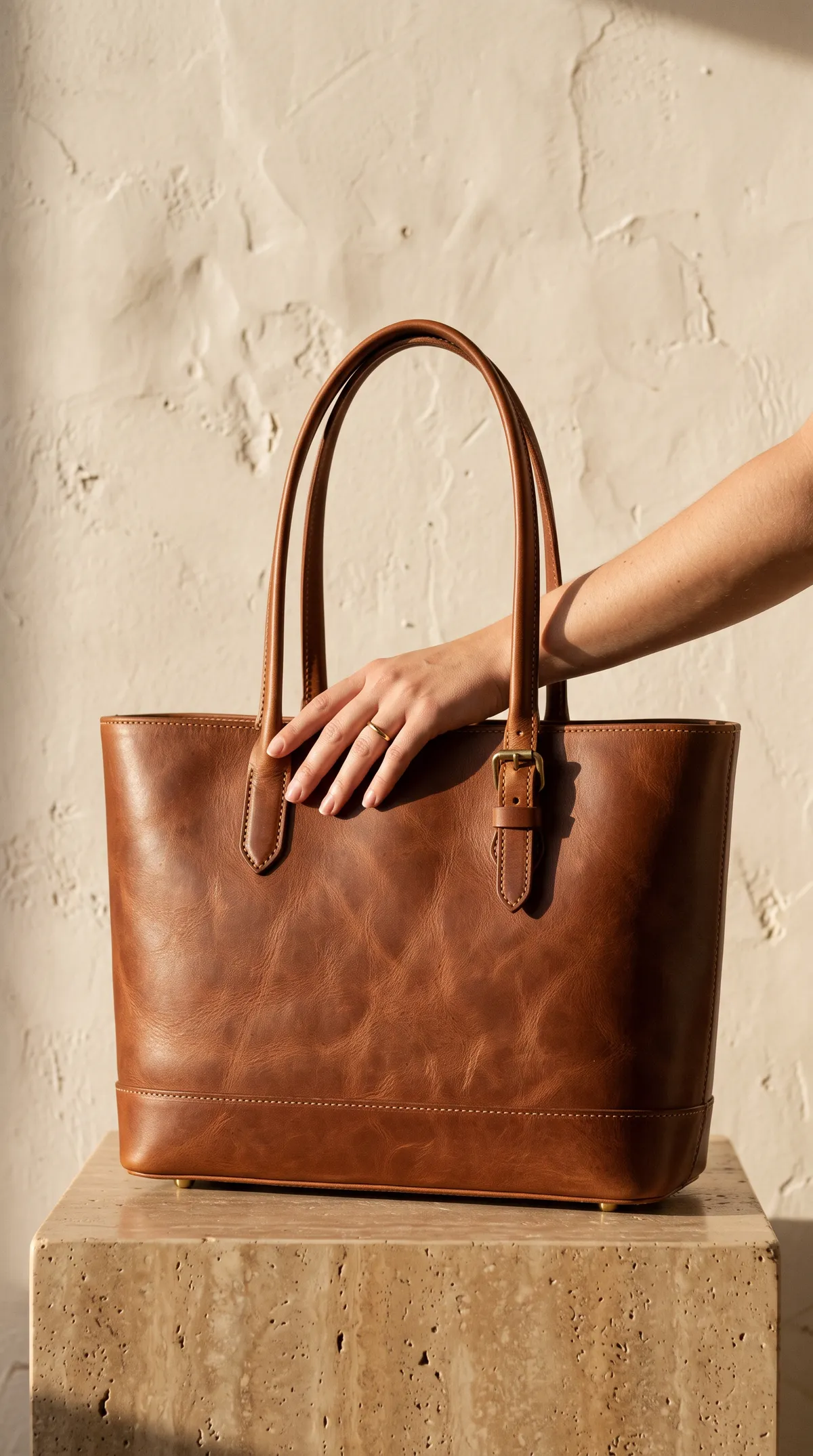 The tote on travertine