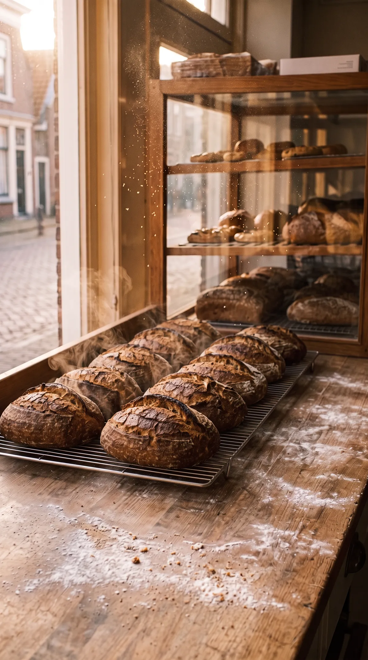 Sourdough cooling by the window