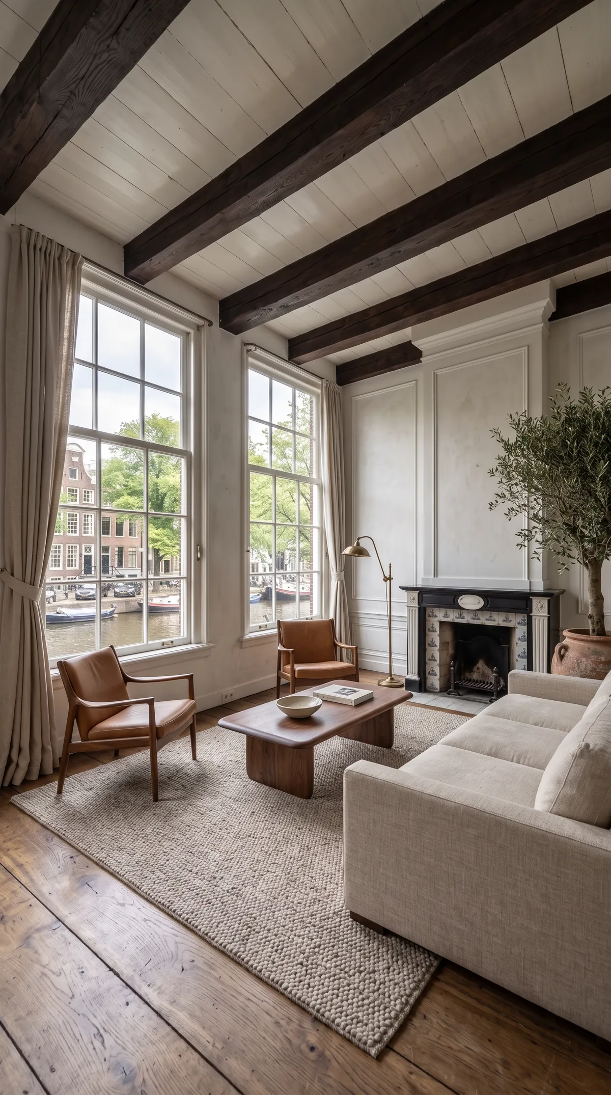 Living room, virtually staged