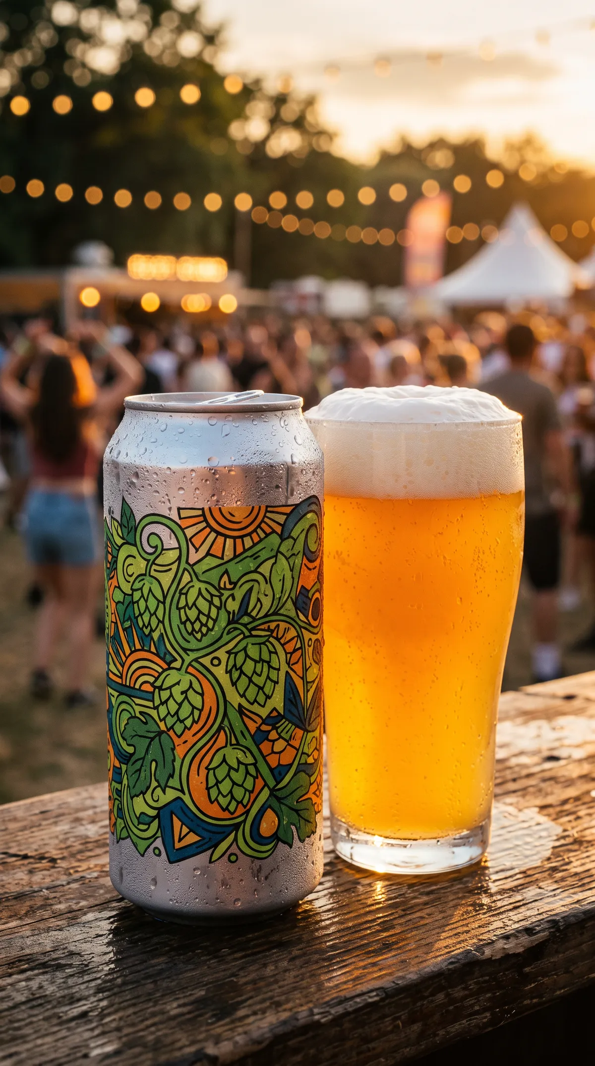 Can and glass at golden hour