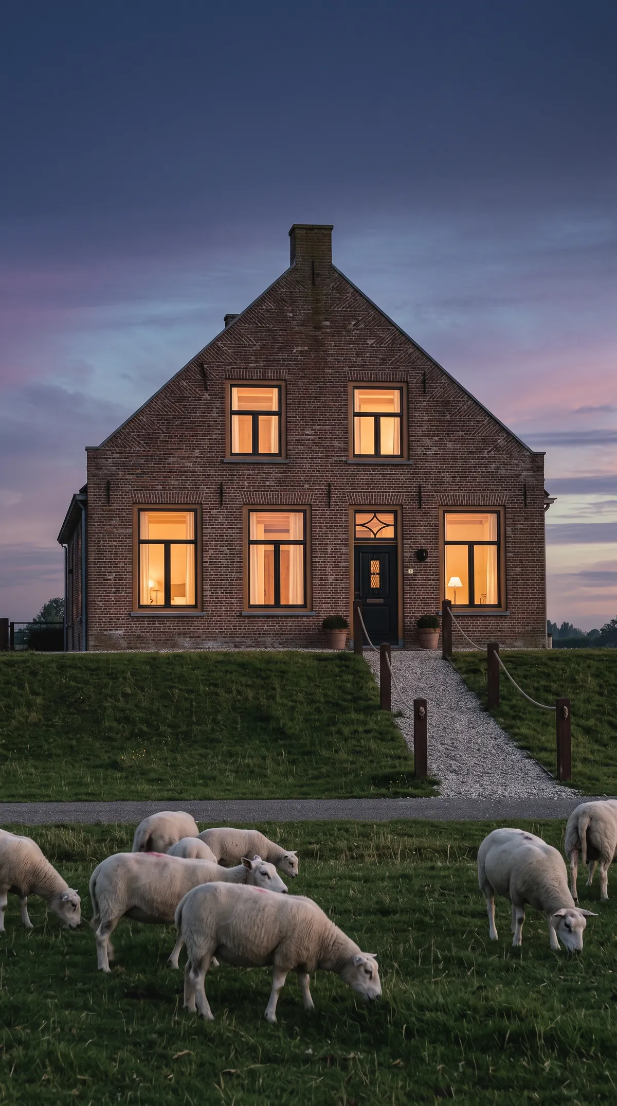 The farmhouse at dusk