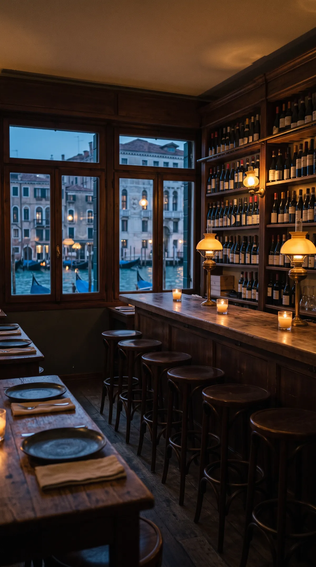 The bar at dusk