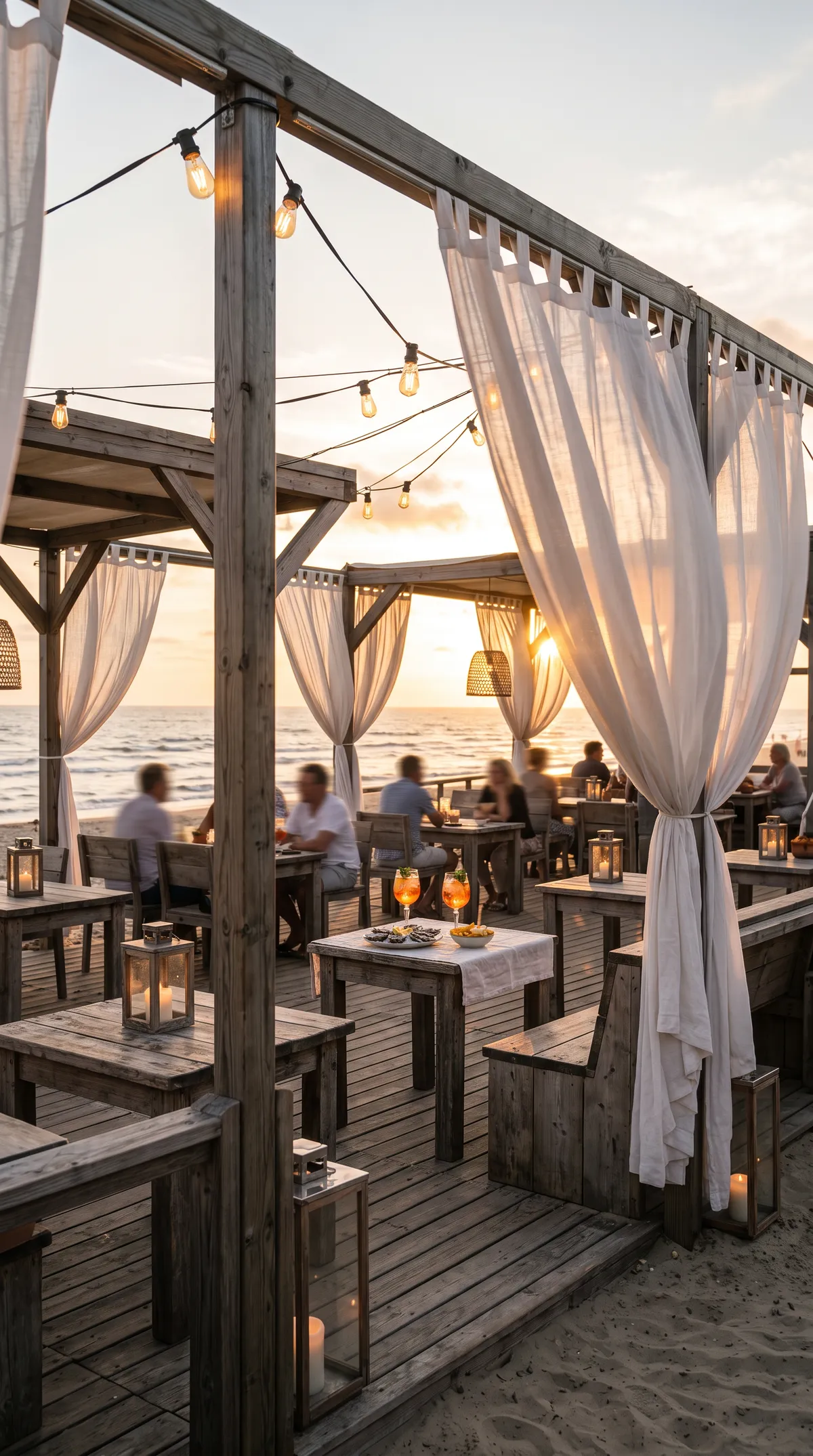 The terrace as the sun goes down